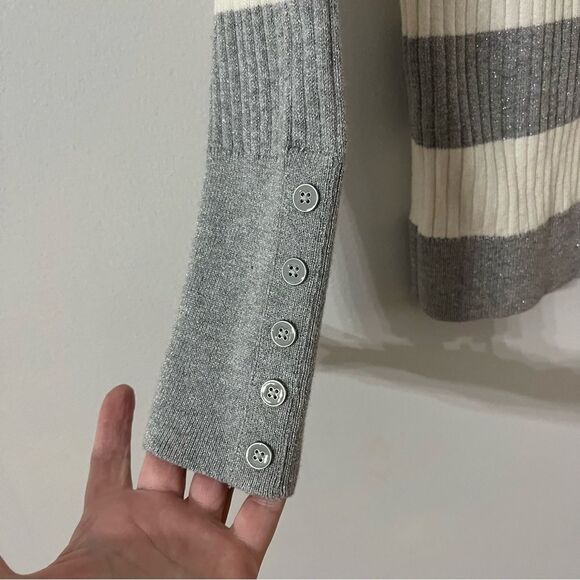 Talbots Turtleneck Sweater - Size Small - Gray & White Striped - Picture 4 of 10